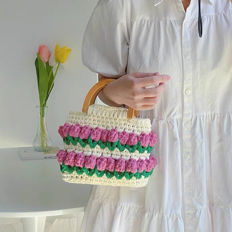 【DIY Kit+Finished product】Crochet Tulip Tote Bag