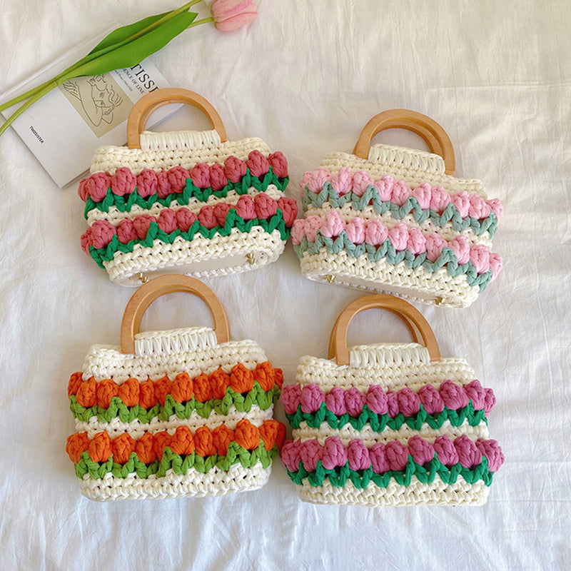 【DIY Kit+Finished product】Crochet Tulip Tote Bag